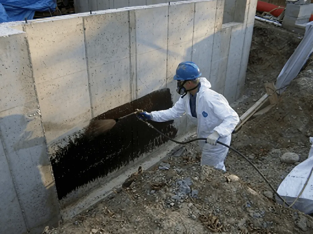 Professional waterproofing the exterior walls of the basement in Dover, DE